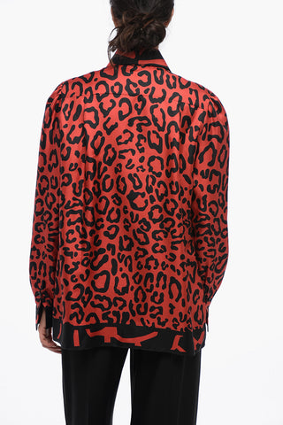 Animal Printed Silk Shirt with Spread Collar