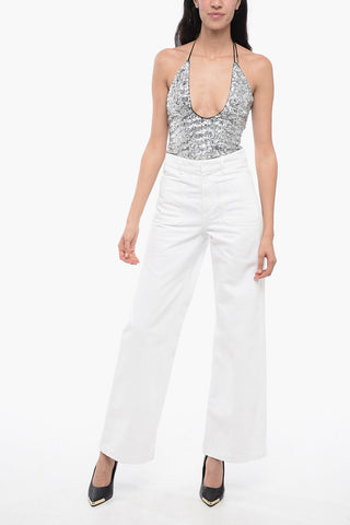 Jeans a Vita Alta con Dettaglio Distress