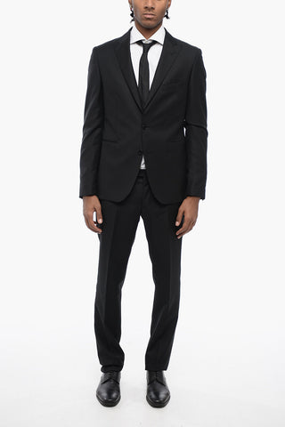Jacquard Virgin Wool Slim Fit Suit with Peak Lapel