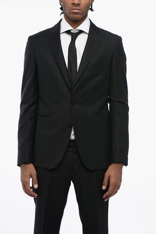 Jacquard Virgin Wool Slim Fit Suit with Peak Lapel