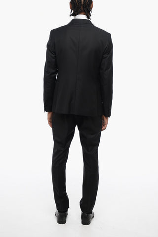 Jacquard Virgin Wool Slim Fit Suit with Peak Lapel