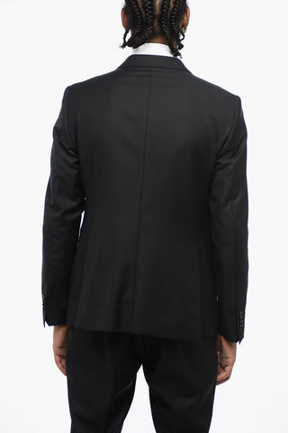 Jacquard Virgin Wool Slim Fit Suit with Peak Lapel