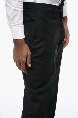 Jacquard Virgin Wool Slim Fit Suit with Peak Lapel