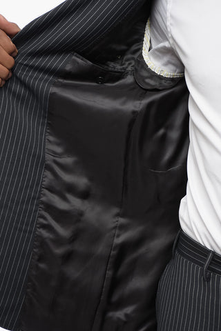 Pinstriped Virgin Wool Notch Lapel 3-Button Suit