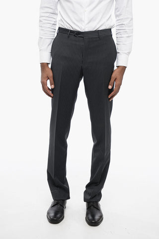 Pinstriped Virgin Wool Notch Lapel 3-Button Suit
