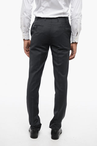 Pinstriped Virgin Wool Notch Lapel 3-Button Suit