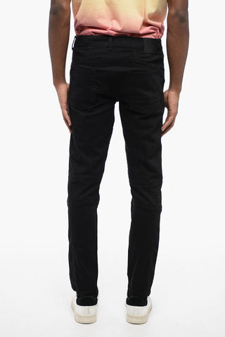 5 Pocket Cotton Blend Pants with Biker Stitchings