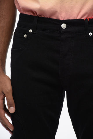 5 Pocket Cotton Blend Pants with Biker Stitchings