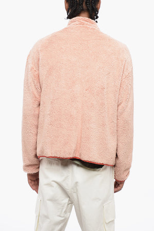 Mock-Neck Teddy Cotton Sweatshirt with Contrast Pocket