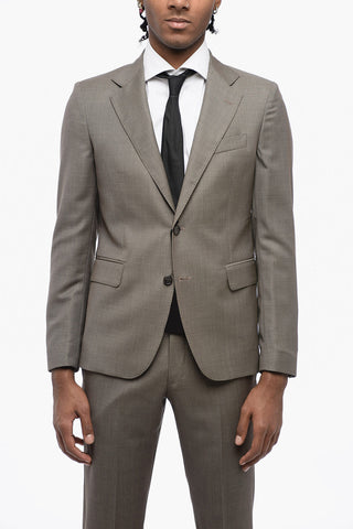 Slim Fit Wool Suit with Bird's Eye Pattern
