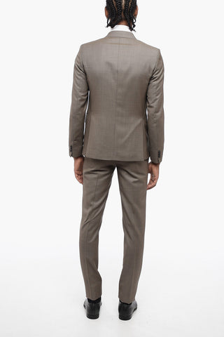 Slim Fit Wool Suit with Bird's Eye Pattern