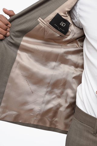 Slim Fit Wool Suit with Bird's Eye Pattern
