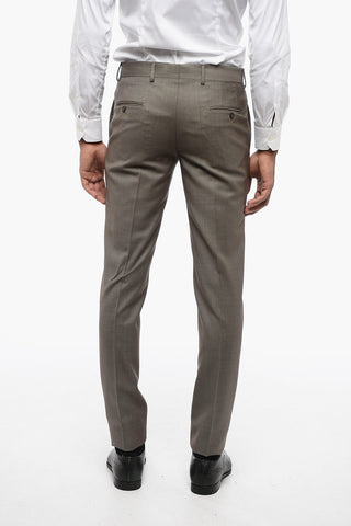 Slim Fit Wool Suit with Bird's Eye Pattern