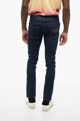 Jeans Skinny Fit in Denim Lavaggio Scuro 15cm
