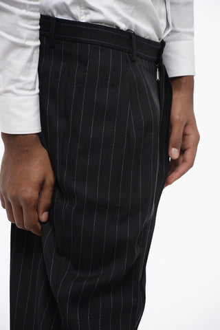 Pantaloni Cropped Fit In Lana Gessata