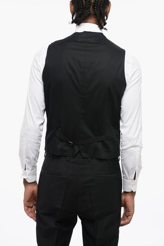 Gilet in Velour con Tasche a Filo