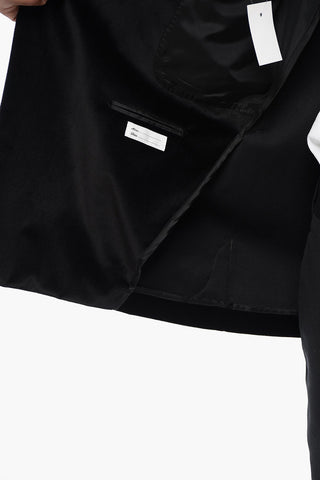 Double-breasted Velour Blazer with Notch Lapel