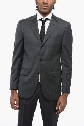 CC COLLECTION Virgin Wool Side Vents Notch Lapel 3-Button Suit