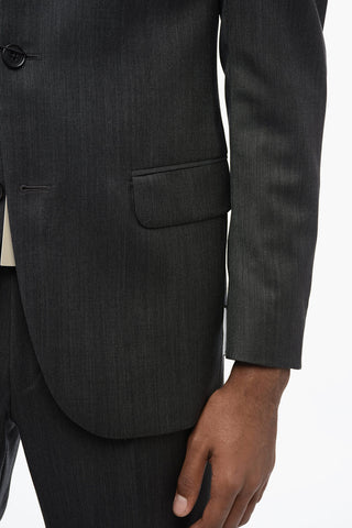 CC COLLECTION Virgin Wool Side Vents Notch Lapel 3-Button Suit