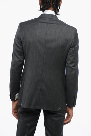 CC COLLECTION Virgin Wool Side Vents Notch Lapel 3-Button Suit