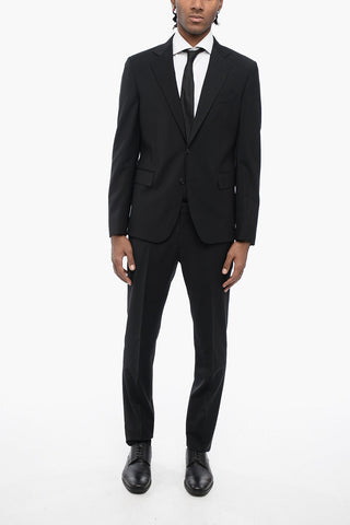 Wool Blend Slim Fit Suit with Flap Pockets