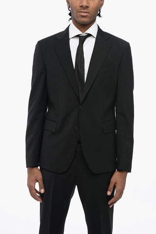 Wool Blend Slim Fit Suit with Flap Pockets