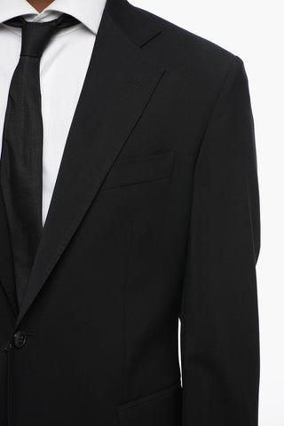 Wool Blend Slim Fit Suit with Flap Pockets