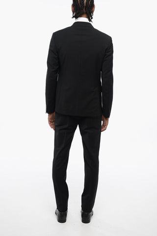 Wool Blend Slim Fit Suit with Flap Pockets
