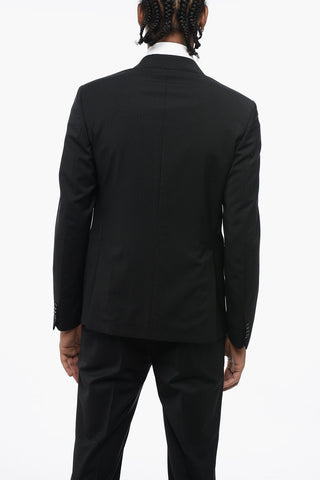 Wool Blend Slim Fit Suit with Flap Pockets