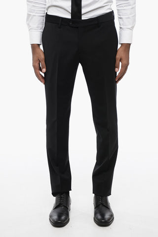 Wool Blend Slim Fit Suit with Flap Pockets