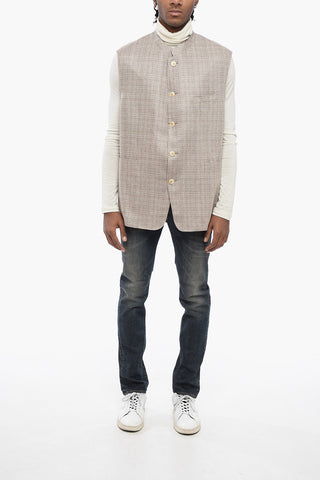 Gilet in Seta con Collo Coreano