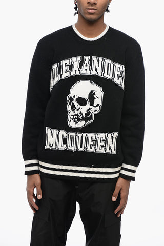 Crew Neck Cashmere Blend Pullover with Lettering Logo