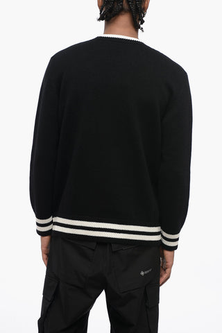Crew Neck Cashmere Blend Pullover with Lettering Logo