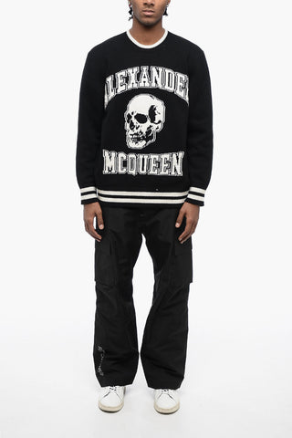 Crew Neck Cashmere Blend Pullover with Lettering Logo