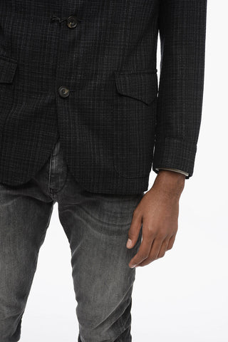 ID Mandarin Collar Silk Blazer with Patch Flap Pockets