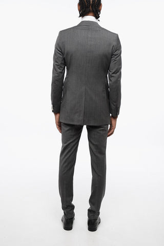 CC COLLECTION Ein-Knopf-Anzug CERIM.REFINED mit Nadelstreifen, einem Schlitz, Spitzenrevers