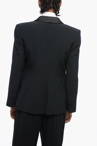 Double-breasted Wool Blazer with Satin Lapel