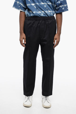 4-Pocketed Cotton Pants with Elastic Waistband