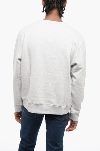 Cotton Crew-neck Sweatshirt with Velvet Maxi Logo