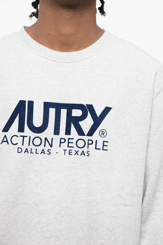 Cotton Crew-neck Sweatshirt with Velvet Maxi Logo