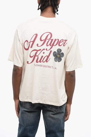 면 크루넥 티셔츠 로고 프린트