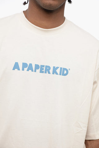 면 크루넥 티셔츠 로고 프린트