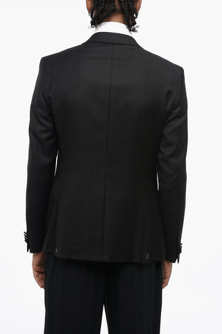 CC COLLECTION Blazer Jacquard in Lana Vergine con Rever a Lancia