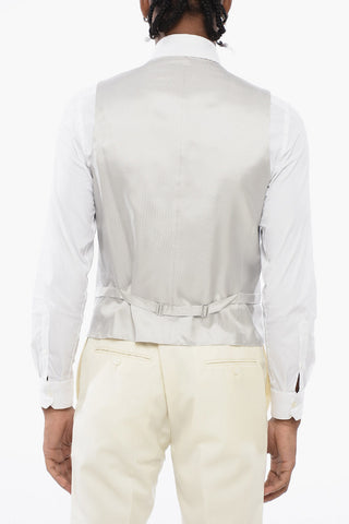 CC COLLECTION Double-breasted Jacquard Fabric Vest