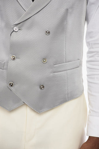 CC COLLECTION Double-breasted Jacquard Fabric Vest