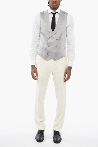 CC COLLECTION Double-breasted Jacquard Fabric Vest