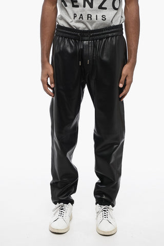 Pantaloni In Pelle Con Coulisse