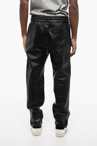 Pantaloni In Pelle Con Coulisse