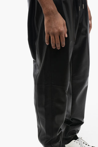 Pantaloni In Pelle Con Coulisse