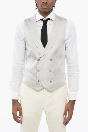 CC COLLECTION Jacquard Fabric Double-Breasted Waistcoat